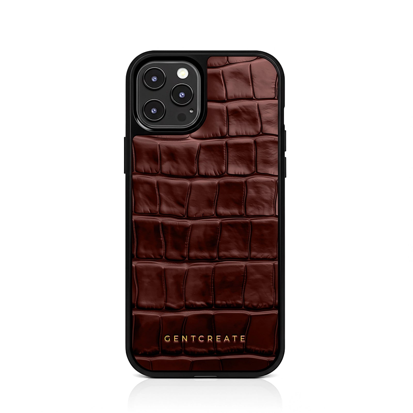 Leather iPhone Case Croco Glossy, iPhone 14 Pro / Glossy Burgundy Leather iPhone Case Croco Glossy, iPhone 14 Pro / Glossy Burgundy