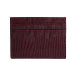 Burgundy Lizard Embossed Leather Cardholder By Gentcreate