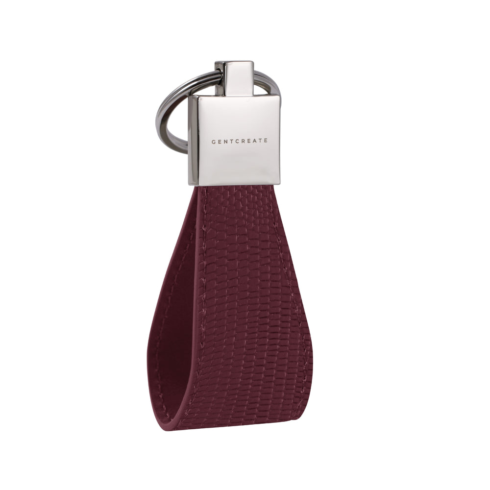 Burgundy Lizard Leather Keychain By Gentcreate