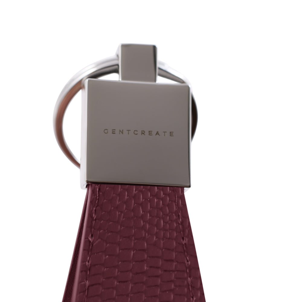 Burgundy Lizard Leather Keychain by Gentcreate