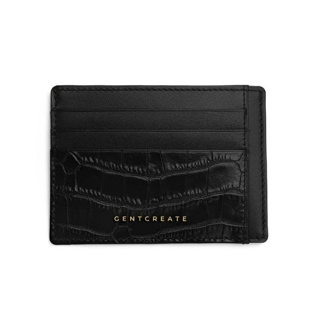 Porte-cartes en cuir noir crocodile par Gentcreate