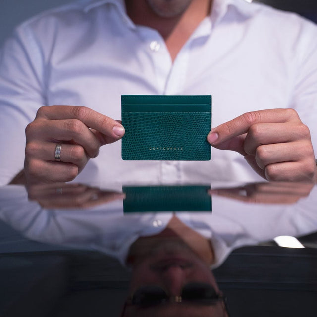 Porte-cartes de visite en cuir à motif lézard - GENTCREATE