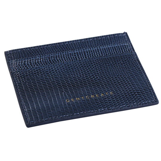 Navy Lizard Leather Men's Cardholder By Gentcreate Luxury Fashion Brand