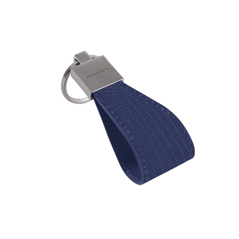 Navy Blue Lizard Leather Keychain