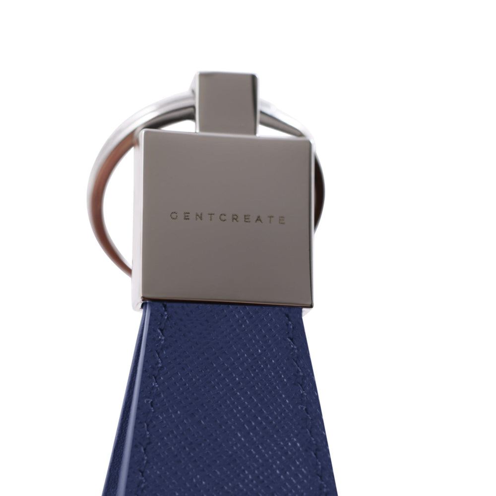 Saffiano Navy Blue Leather Keychain By Gentcreate Luxury Fashion Brand