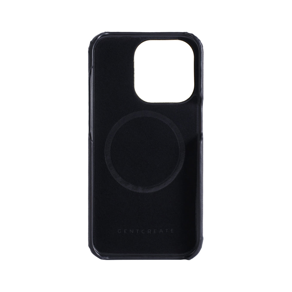 Inner side of the Saffiano Black Leather iPhone 16 Case from the brand GENTCREATE