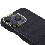 Close-up picture of the Dark Navy Crocodile iPhone 15 Pro Max Case