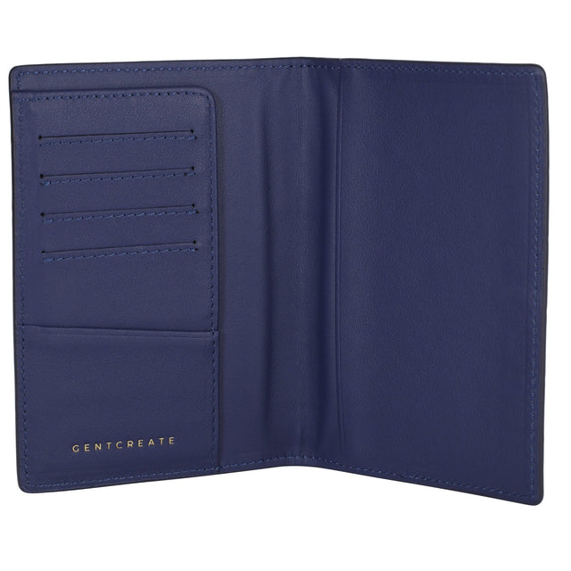 네이비 크로커다일 가죽 여권 지갑의 내부