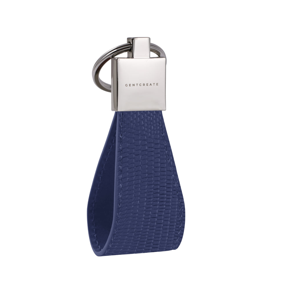 Navy Blue Lizard Leather Keychain By Gentcreate