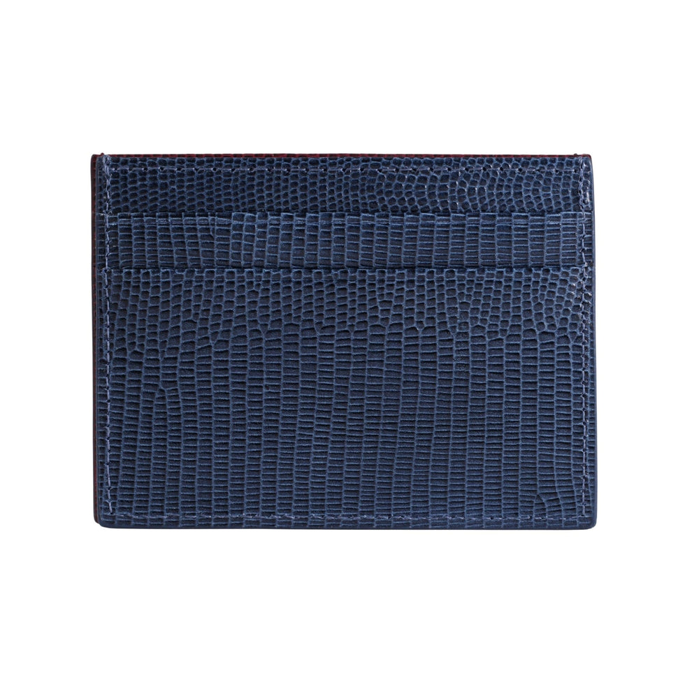 Back side of the Navy Lizard leather card holder by Gentcreate.