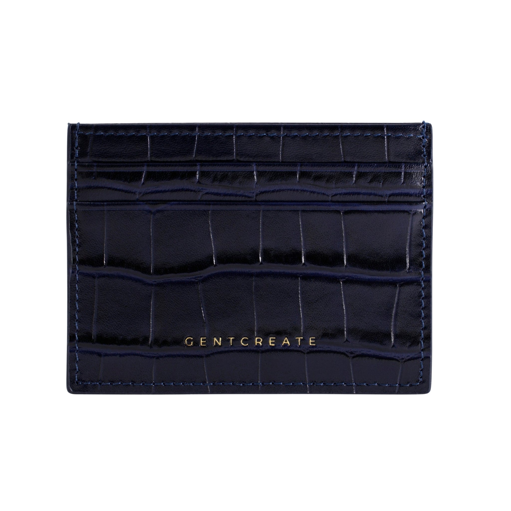 TOUT Y EST クロコダイル型押し カードホルダー Navy-crocodile-leather-