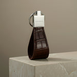 Handmade burgundy crocodile leather keychain by GENTCREATE 