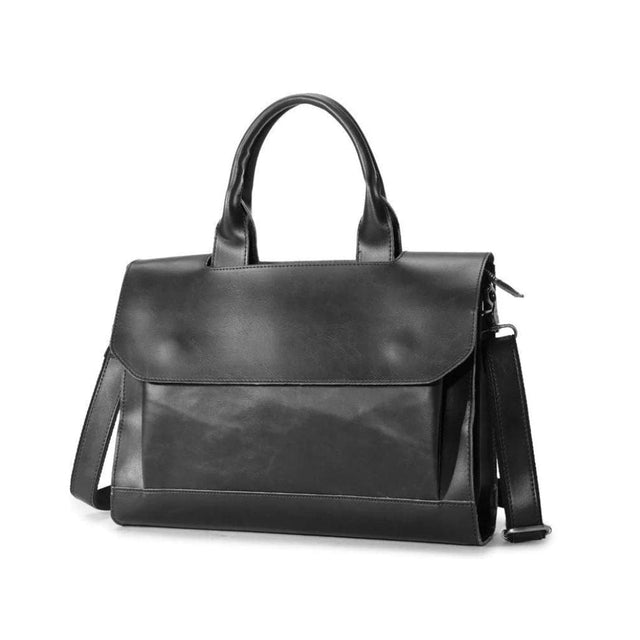 Bolsa mensajera premium de cuero negro de Gentcreate