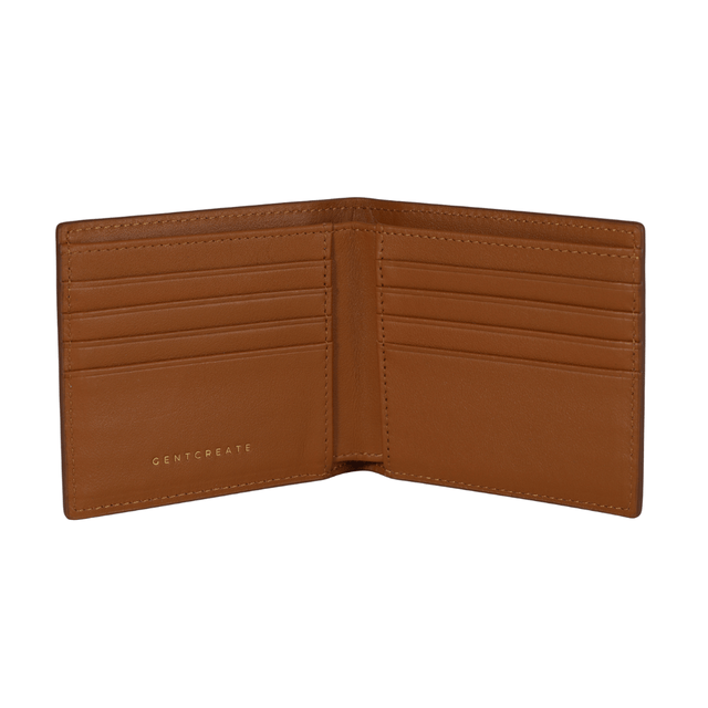 Interior of the Saffiano Brown Leather Bifold Wallet by Gentcreate