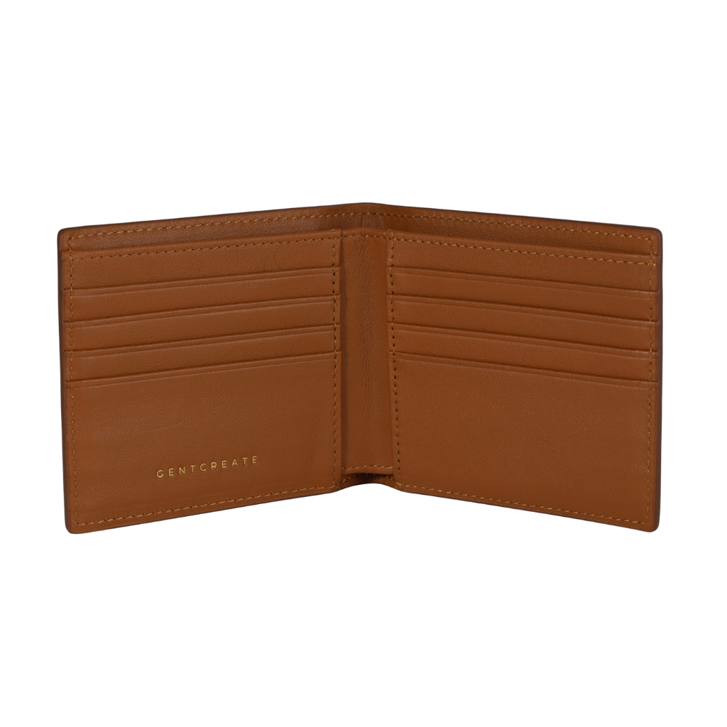 Interior of the Saffiano Brown Leather Bifold Wallet by Gentcreate