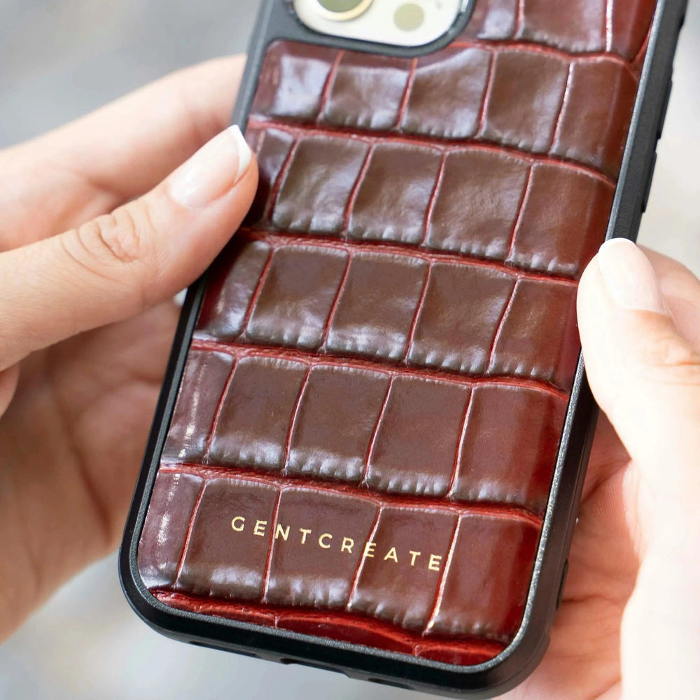 Unique Burgundy iPhone 15 Leather Case by GENTCREATE