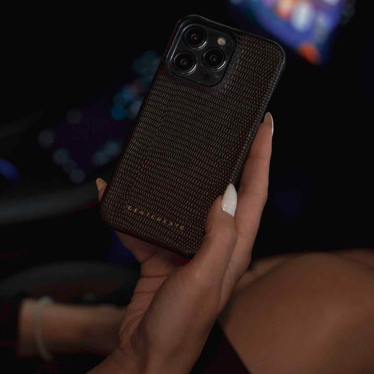 Woam Holding Black Leather Saffiano iPhone 12 Pro Max Case By Gentcreate