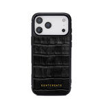 Black 17 pro crocodile-patterned phone case with 'GENTCREATE' branding on a white background
