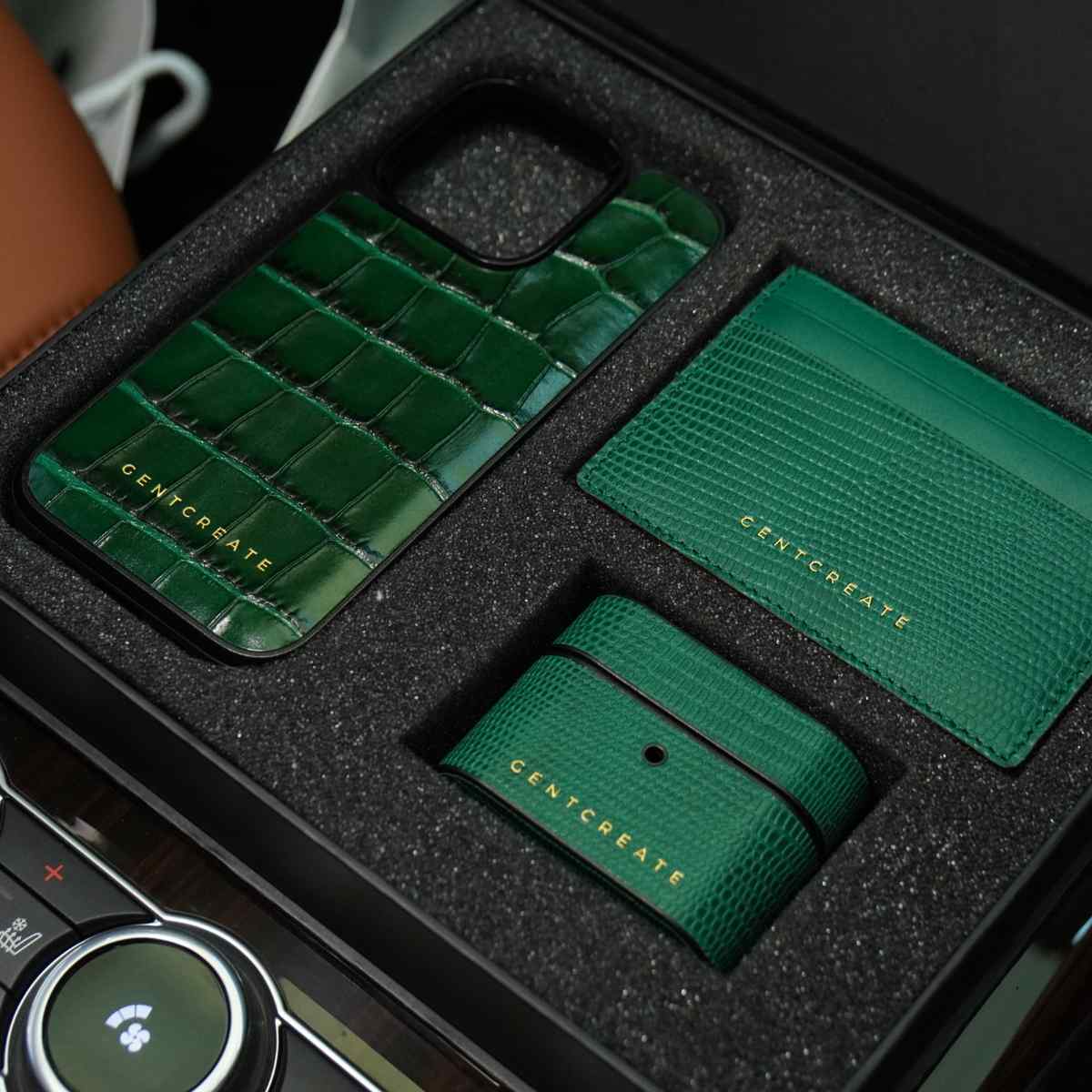 Funda de iPhone de Cuero Croco Brillante - GENTCREATE