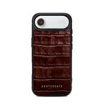 Burgundy iPhone 17 Air textured phone case with 'GENTCREATE' branding on a white background