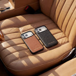 iPhone-deksel i skinn Pebble-mønster