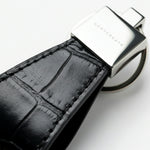 Crocodile leather keychain in black color by GENTCREATE