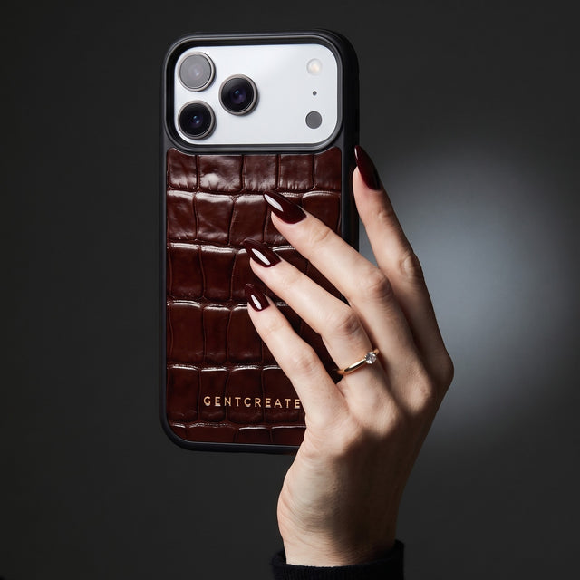 Leather iPhone Case Croco Glossy