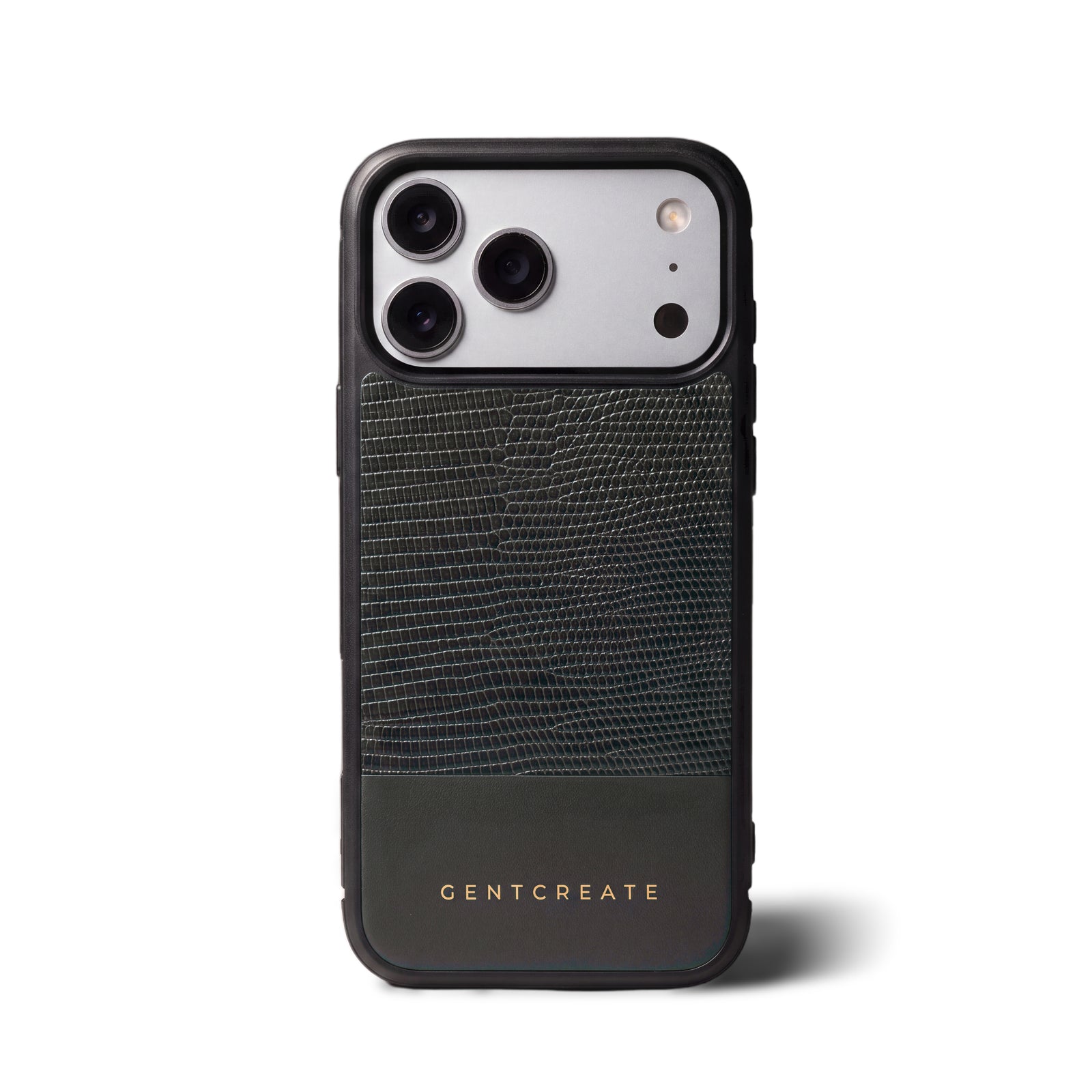 리자드 엠보싱 카프스킨 iPhone 케이스, 블랙, GENTCREATE