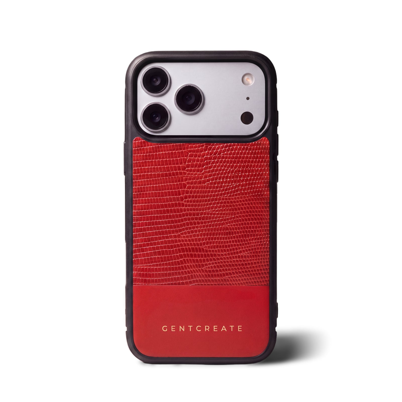 리자드 엠보싱 카프스킨 iPhone 케이스, 레드, GENTCREATE