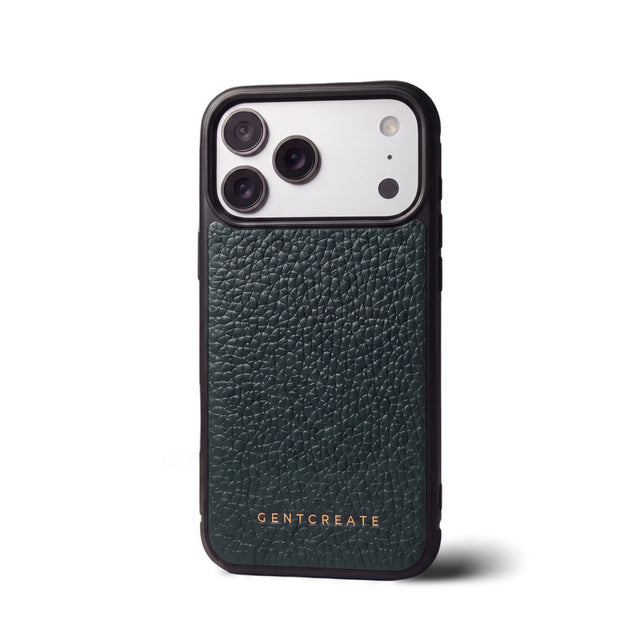 Funda de piel para iPhone con grano de guijarro, verde, GENTCREATE