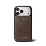 iPhone-cover i læder med småstensnarv, khaki, GENTCREATE