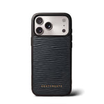 웨이브 그레인 가죽 iPhone 케이스, 블랙, GENTCREATE
