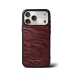 웨이브 그레인 가죽 iPhone 케이스, 버건디, GENTCREATE