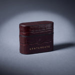 Burgundy crocodile-embossed leather AirPods Pro case by GENTCREATE, AirPods Leather Cases menu image