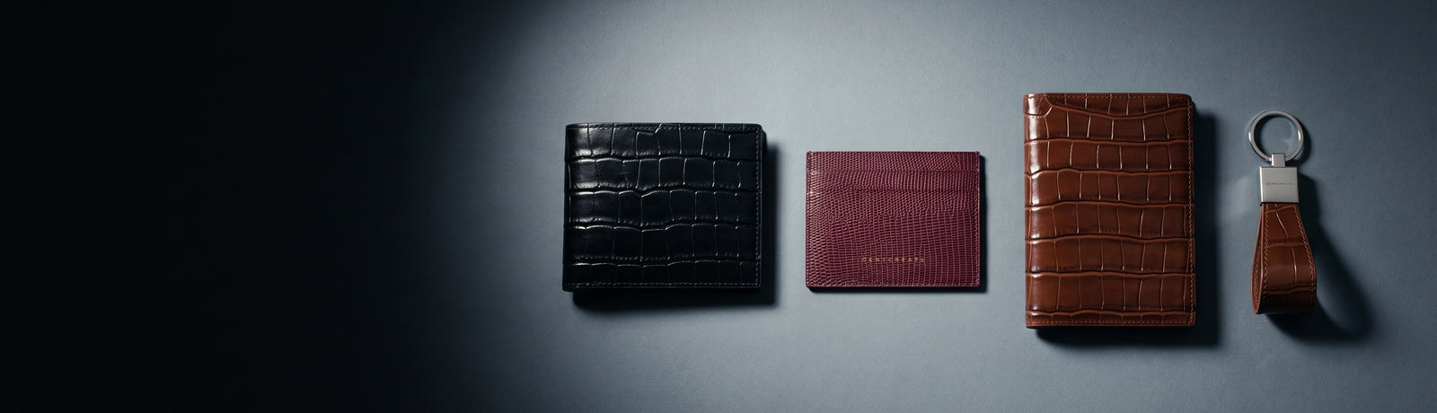 Cartera croco, tarjetero lagarto, portapasaportes croco y llavero croco de cuero de GENTCREATE