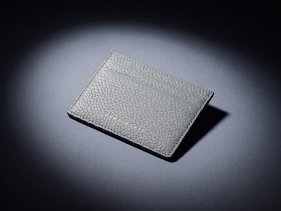 Tarjetero gris claro de cuero granulado de GENTCREATE, imagen del menú Carteras de bolsillo trasero