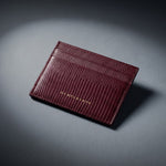 Burgundy lizard-embossed leather card holder by GENTCREATE, Card Holder Wallets menu image