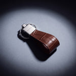 Brown crocodile-embossed leather keychain by GENTCREATE, Leather Keychains menu image
