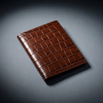 Brown crocodile-embossed leather passport holder by GENTCREATE, Leather Passport Holders menu image
