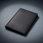 Black lizard-embossed leather passport holder by GENTCREATE, Leather Passport Wallets menu image