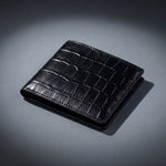Black crocodile-embossed leather bifold wallet by GENTCREATE, Leather Wallets menu image