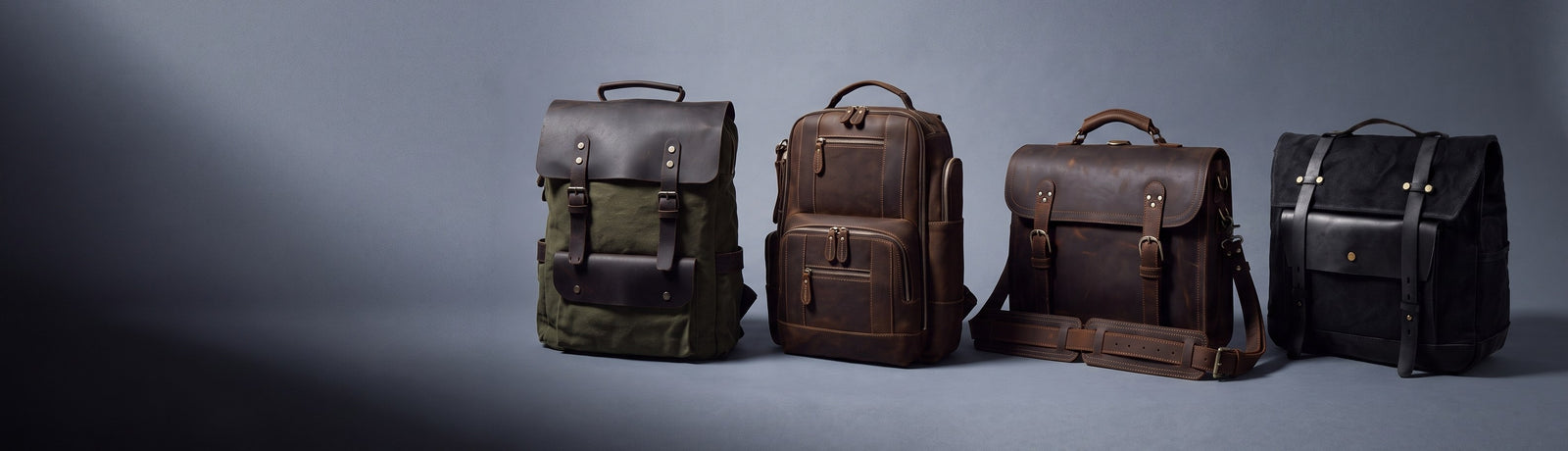 Mochilas de lona y cuero, bandolera de cuero y bolsa de moto de GENTCREATE, imagen del menú Todos los bolsos y mochilas