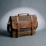 Coffee brown waxed canvas messenger bag Negotium by GENTCREATE, Canvas Bags menu image