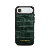 Green iPhone 17 Air textured phone case with 'GENTCREATE' branding on a white background
