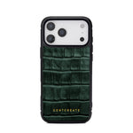 Green 17 pro crocodile-patterned phone case with 'GENTCREATE' branding on a white background