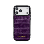 Magenta 17 pro crocodile-patterned phone case with 'GENTCREATE' branding on a white background