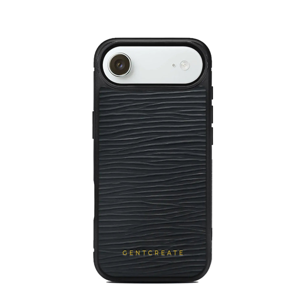黑色皮革iPhone 17 Air手机壳 波浪图案