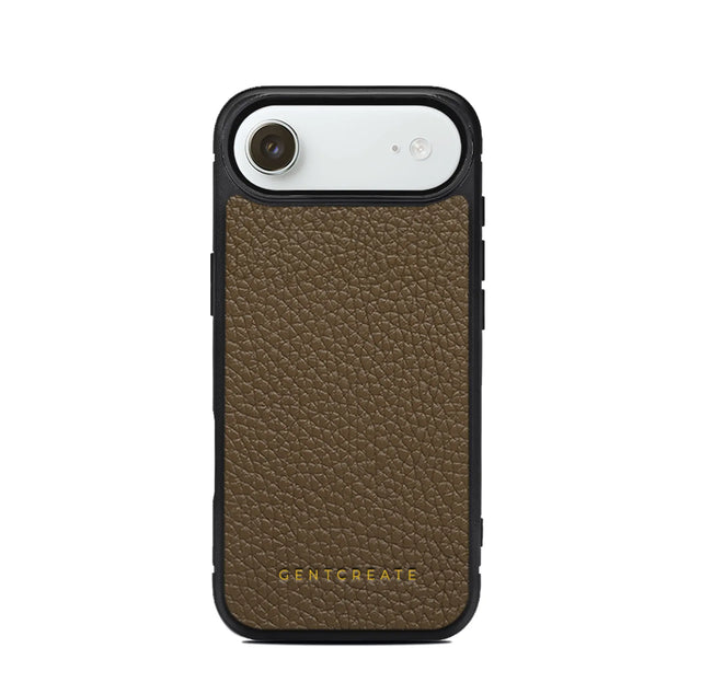 Funda de cuero para iPhone con estampado de guijarros