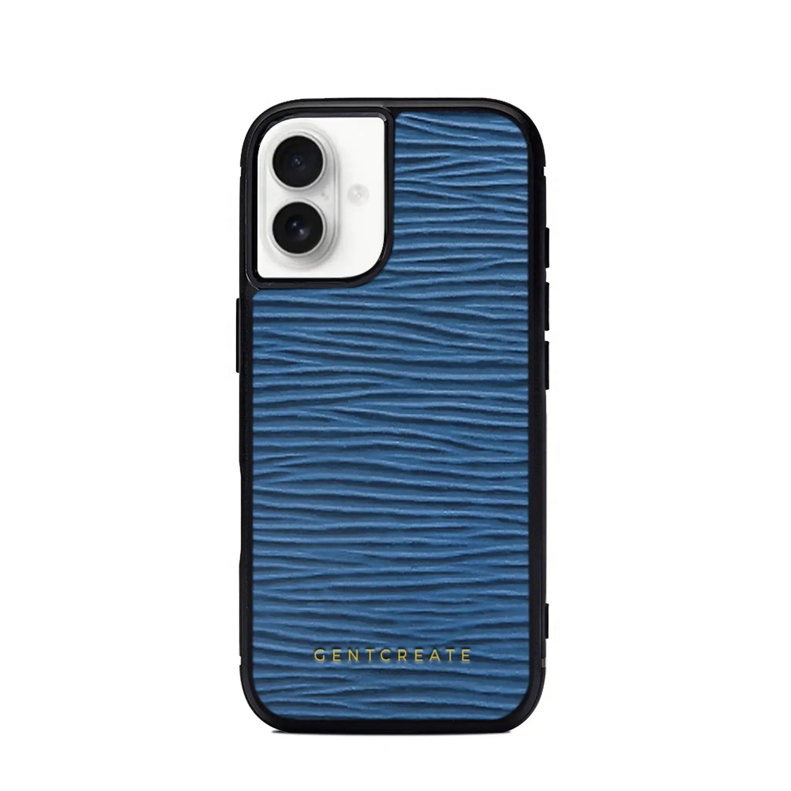 Leather iPhone Case Wave Pattern, iPhone 17 Pro Max / Navy Leather iPhone Case Wave Pattern, iPhone 17 Pro Max / Navy