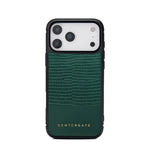 Green phone case with textured pattern and 'GENTCREATE' branding on a white background